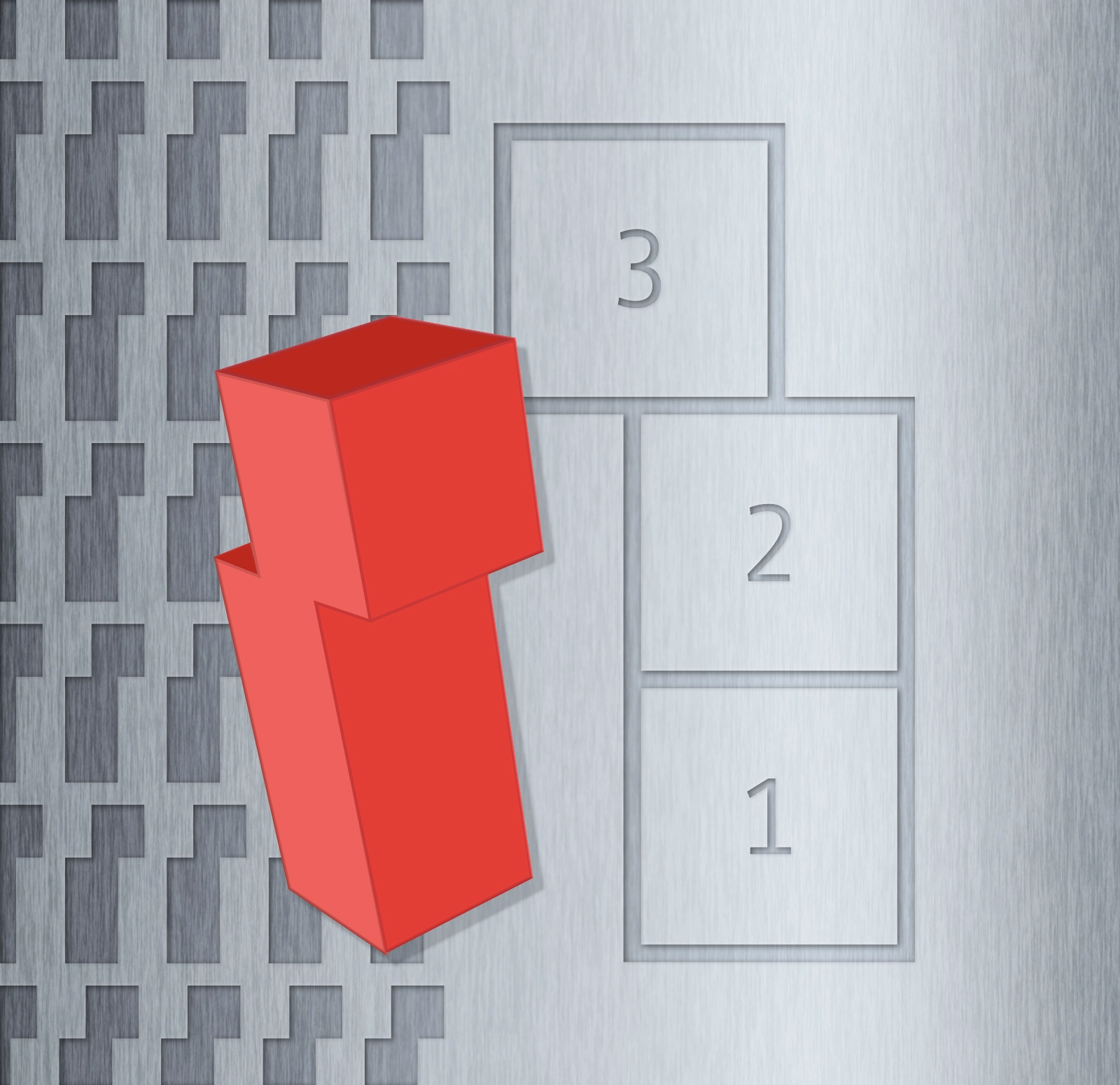 Three stacked cubes forming one sculpture module